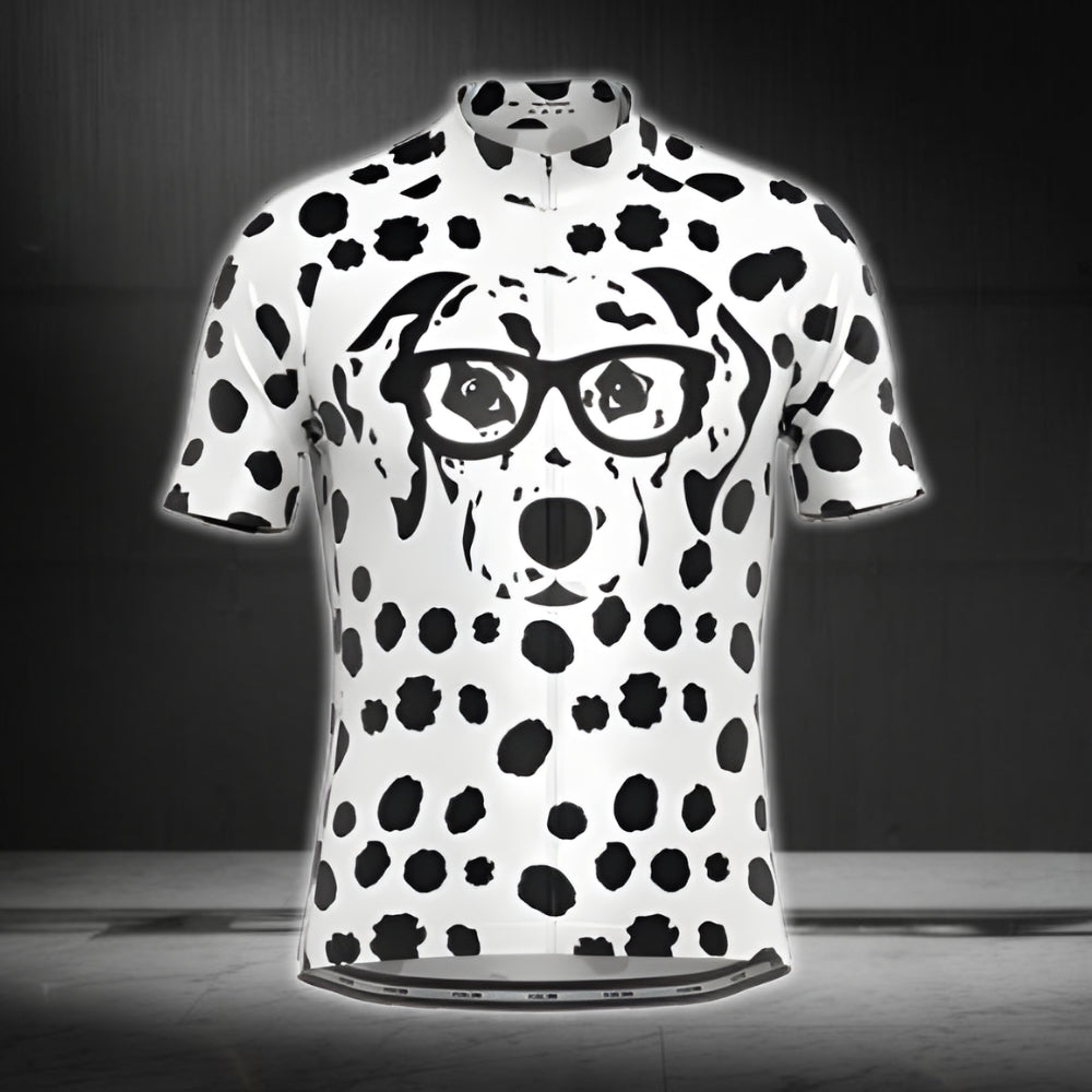Dalmatian Dog Short Sleeve Cycling Jersey For Men, Dalmatian Dog Lovers Cycling Jerseys CG0436