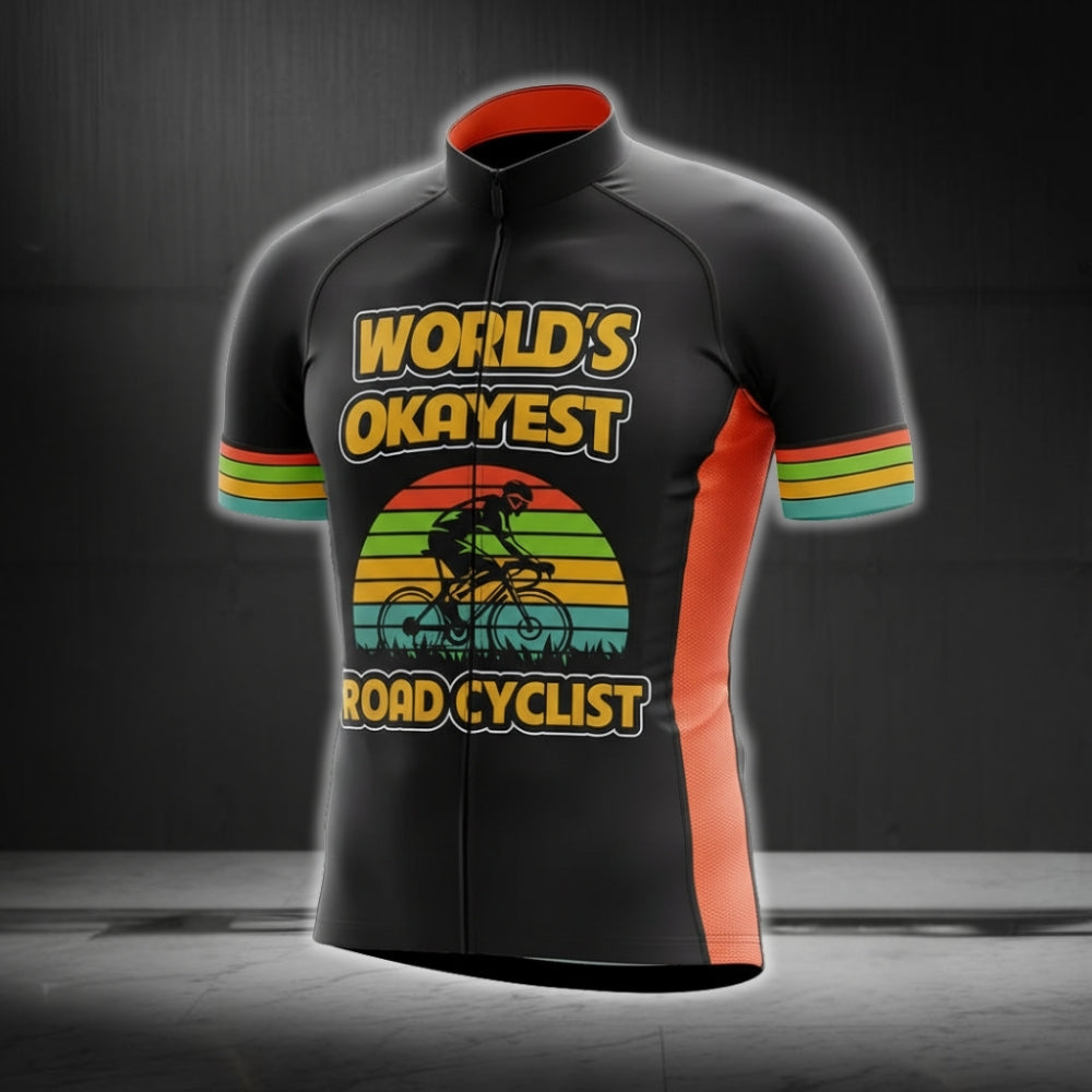 World's Okayest Road Cyclist Cycling Short Sleeve Jersey For Mens, Men's Funny Cycling Jerseys CG0210
