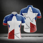 Blue Red And White Texas Flag Cycling Short Sleeve Jersey For Men, Texas Cycling Jerseys CG0560