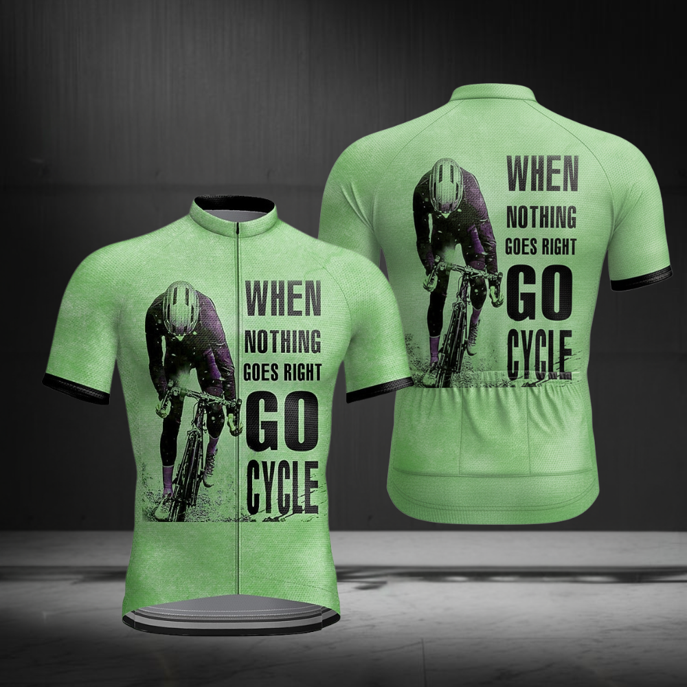 When Nothing Goes Right Go Cycle Men's Short Sleeve Cycling Jersey, Khaki Cycling Jersey For Men CZ0146