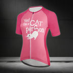 Yes I'm A Cat Person Women's Pink Cycling Short Sleeve Jersey, Cat Cycling Jersey For Ladies CE0020