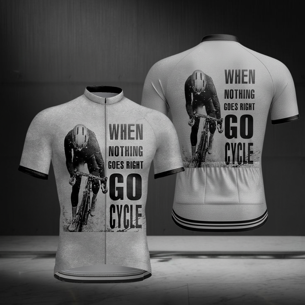 When Nothing Goes Right Go Cycle Men's Short Sleeve Cycling Jersey, Khaki Cycling Jersey For Men CZ0146