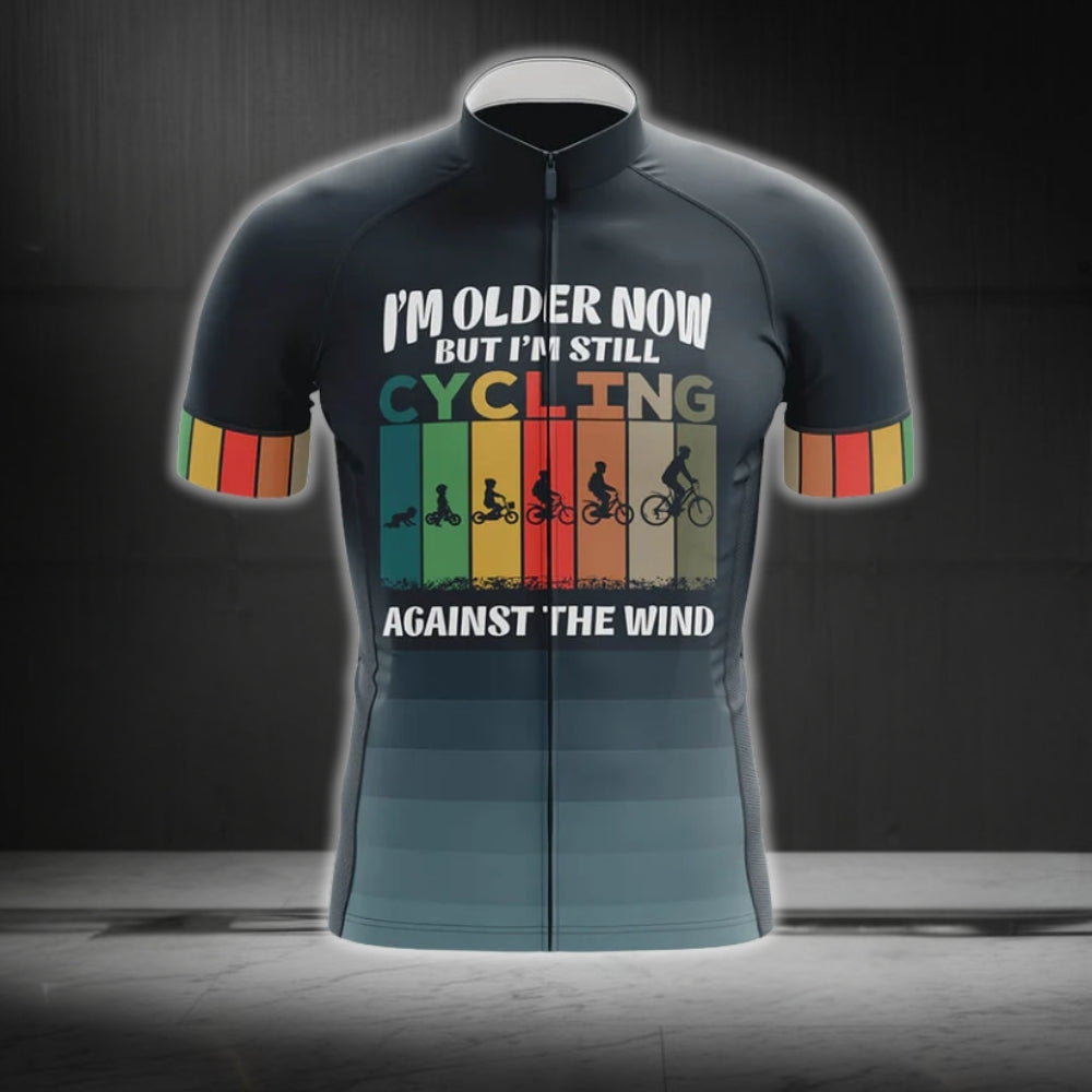 I'm Older Now But I'm Still Cycling Against The Wind Short Sleeve Cycling Jerseys For Men, Funny Cycling Jerseys CG0211