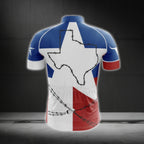 Blue Red And White Texas Flag Cycling Short Sleeve Jersey For Men, Texas Cycling Jerseys CG0560