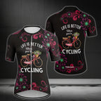 Life Is Better When You're Cycling Women's Floral Cycling Short Sleeve Jersey, Women's Cycling Jerseys CE0021