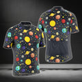 Multicolor Planet Cycling Short Sleeve Men's Jersey, Planet Cycling Jerseys CG0437