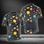 Multicolor Planet Cycling Short Sleeve Men's Jersey, Planet Cycling Jerseys CG0437