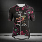 Life Is Better When You're Cycling Women's Floral Cycling Short Sleeve Jersey, Women's Cycling Jerseys CE0021