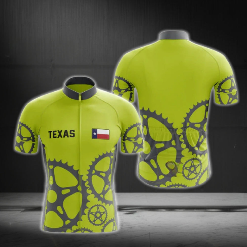 Men's Texas Green Lime Cycling Short Sleeve Jersey, Texas State Cycling Jerseys CG0561