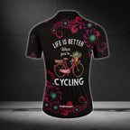 Life Is Better When You're Cycling Women's Floral Cycling Short Sleeve Jersey, Women's Cycling Jerseys CE0021