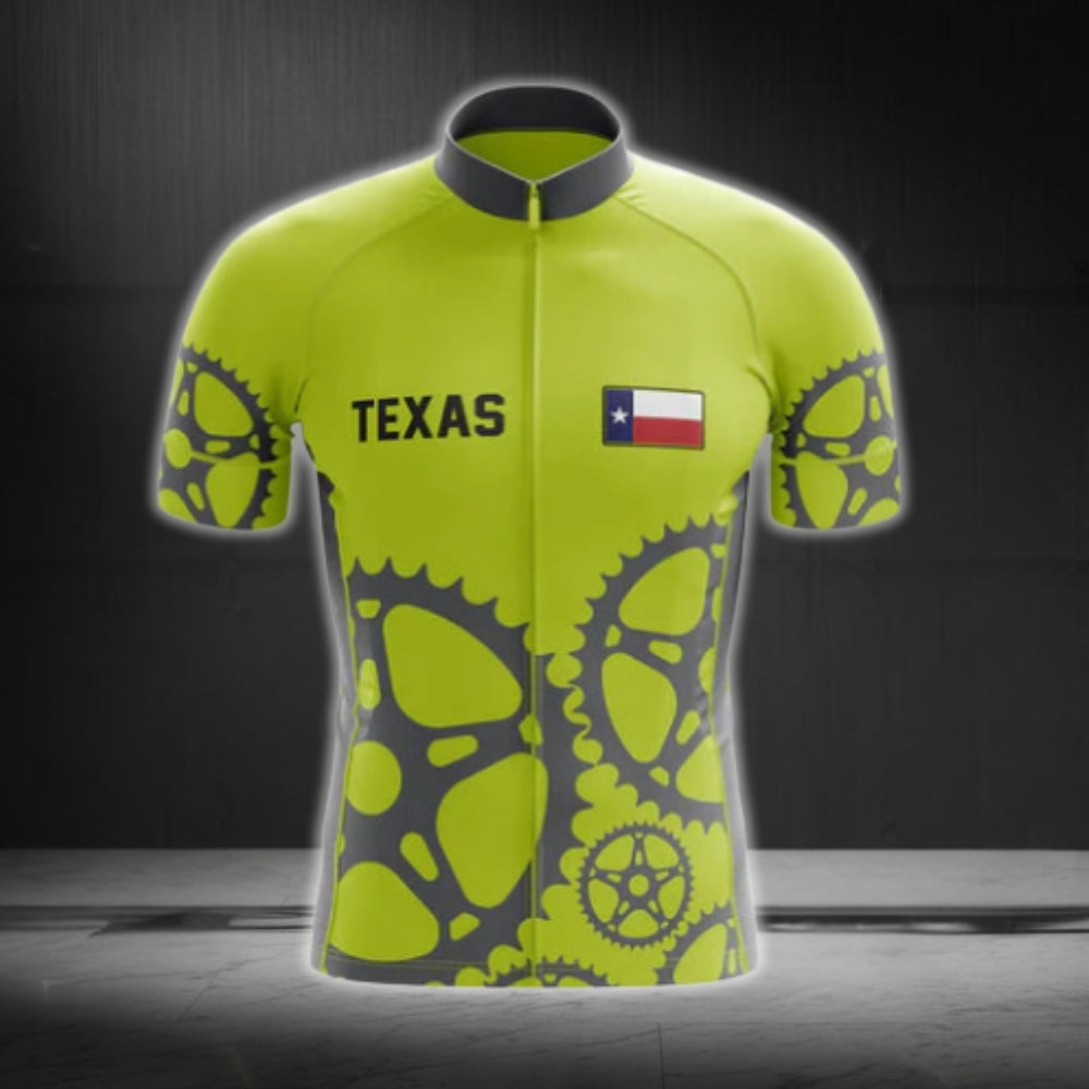 Men's Texas Green Lime Cycling Short Sleeve Jersey, Texas State Cycling Jerseys CG0561