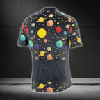 Multicolor Planet Cycling Short Sleeve Men's Jersey, Planet Cycling Jerseys CG0437