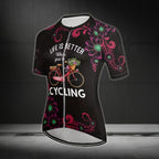 Life Is Better When You're Cycling Women's Floral Cycling Short Sleeve Jersey, Women's Cycling Jerseys CE0021
