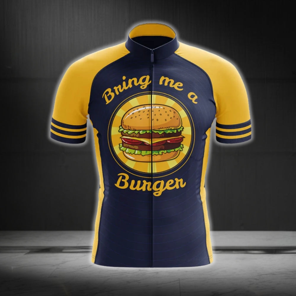 Bring Me A Burger Men's Short Sleeve Cycling Jersey, Burger Cycling Jerseys CG0212