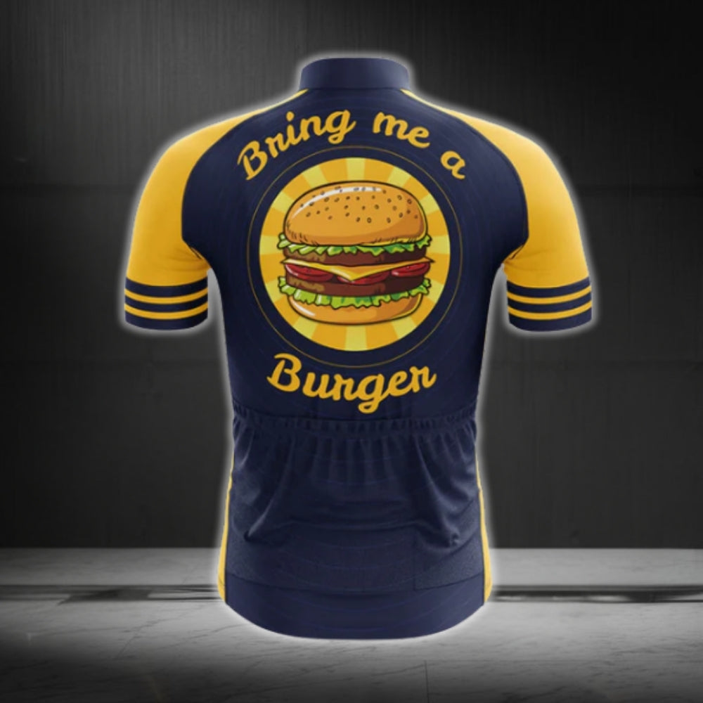 Bring Me A Burger Men's Short Sleeve Cycling Jersey, Burger Cycling Jerseys CG0212