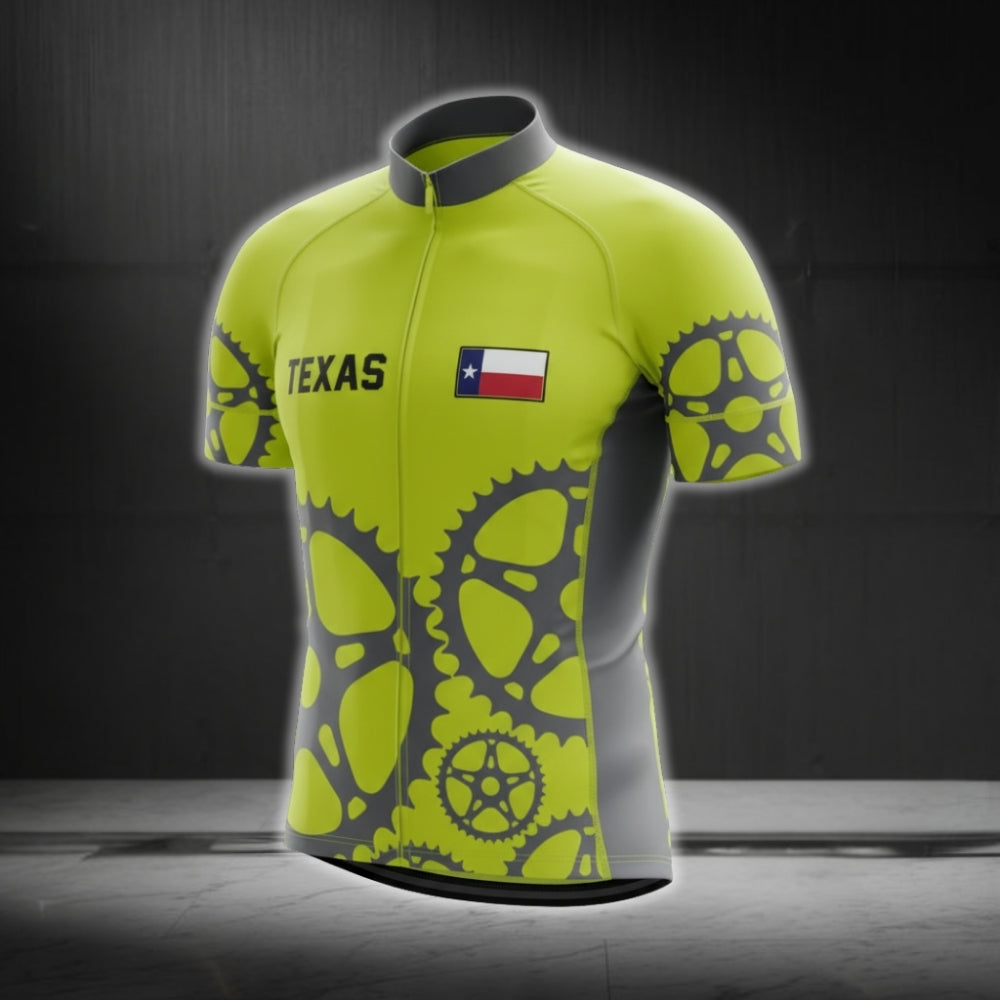Men's Texas Green Lime Cycling Short Sleeve Jersey, Texas State Cycling Jerseys CG0561