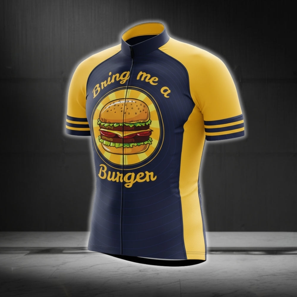 Bring Me A Burger Men's Short Sleeve Cycling Jersey, Burger Cycling Jerseys CG0212