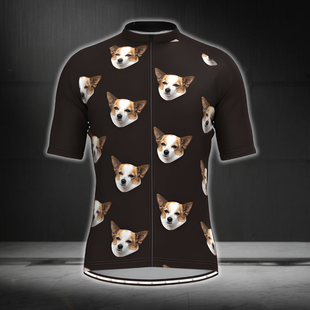 Custom Dog Face Cycling Short Sleeve Jersey For Men, Custom Pet Photo Cycling Jerseys CG0262