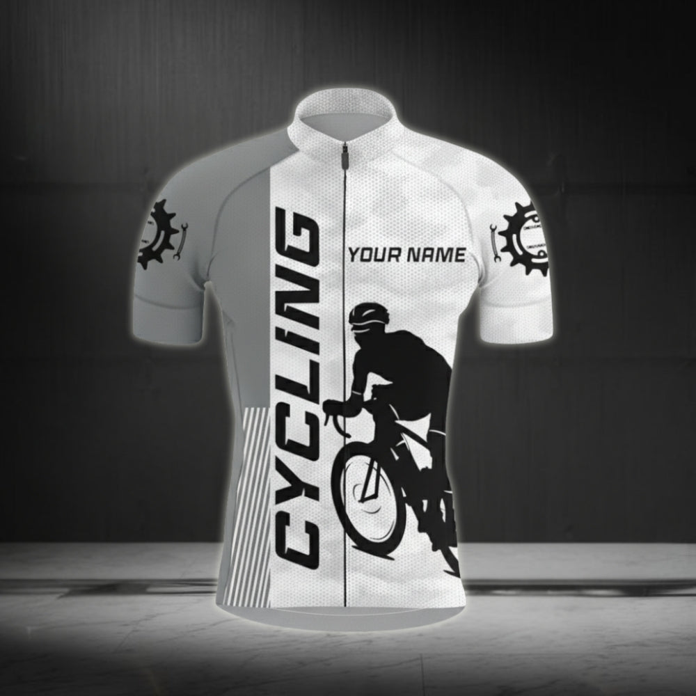 Custom Team Men's Cycling Short Sleeve Jersey, Custom Grey Cycling Jersey CZ0009