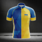 Blue And Yellow Ukraine Flag Cycling Short Sleeve Jersey For Men, Ukraine Cycling Jerseys CG0618