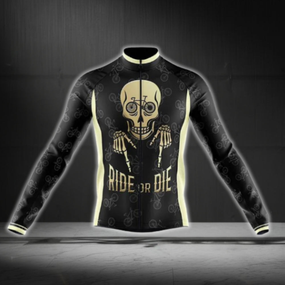 Ride Or Die Skull Cycling Long Sleeve Mens Jersey, Skull Cycling Jersey CG0729
