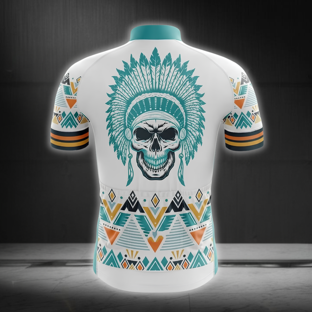 Skull Tribal Native Cycling Short Sleeve Jersey For Men, Skull Cycling Jersey CG0841