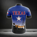 Blue And Black Texas Cycling Short Sleeve Jersey For Men, Texas State Cycling Jerseys CG0562