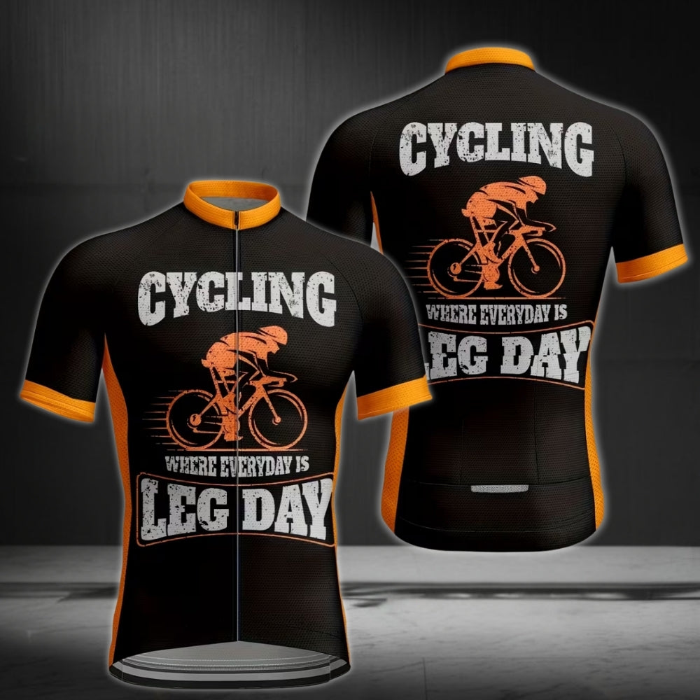 Cycling Where Everyday Is Leg Day Men's Short Sleeve Cycling Jersey, Funny Cycling Jersey For Mens CE0023