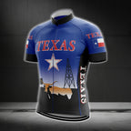 Blue And Black Texas Cycling Short Sleeve Jersey For Men, Texas State Cycling Jerseys CG0562