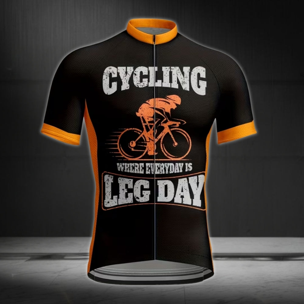 Cycling Where Everyday Is Leg Day Men's Short Sleeve Cycling Jersey, Funny Cycling Jersey For Mens CE0023
