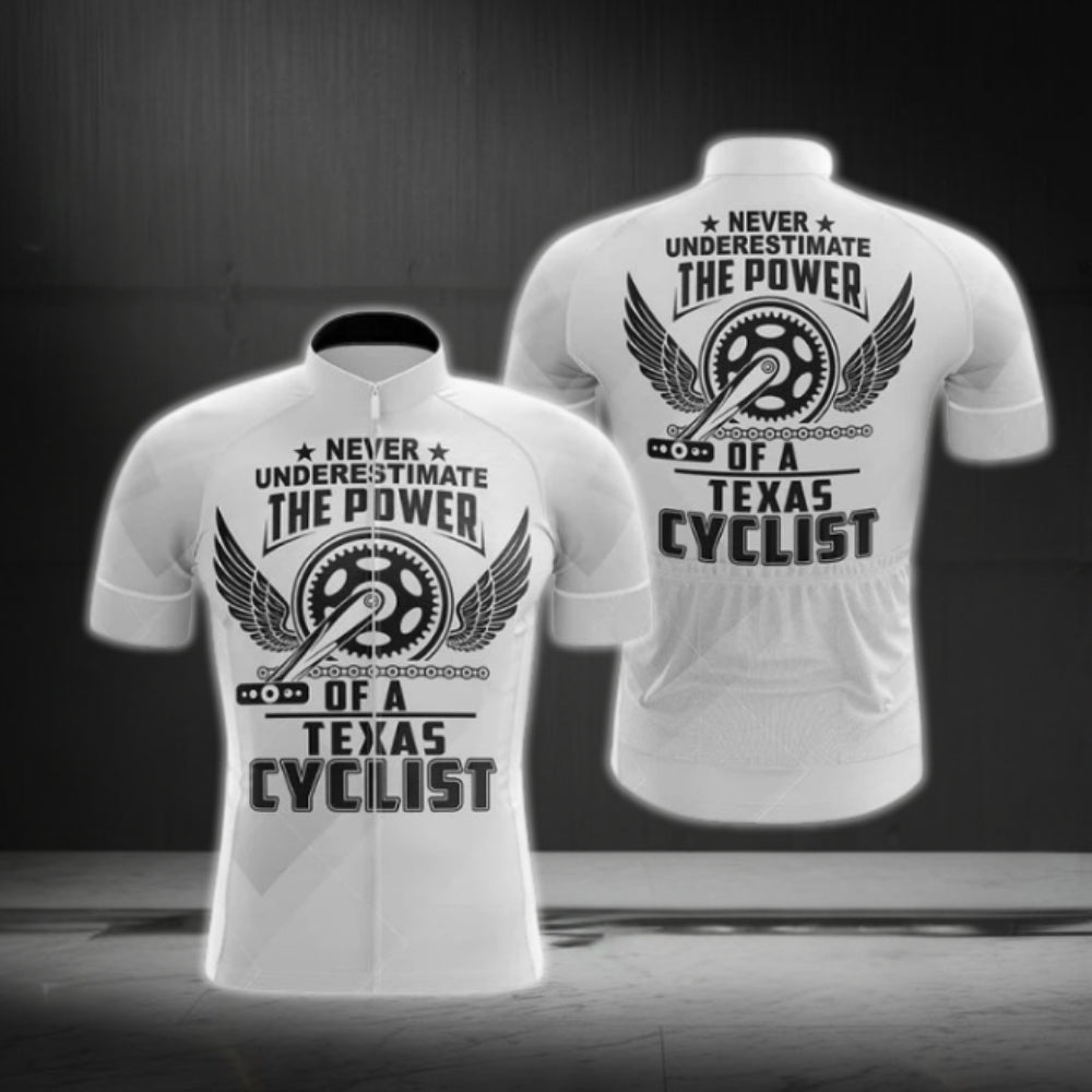 Never Underestimate The Power Of A Texas Cyclist Short Sleeve Cycling Jersey For Men, Funny Texas Cycling Jerseys CG0563
