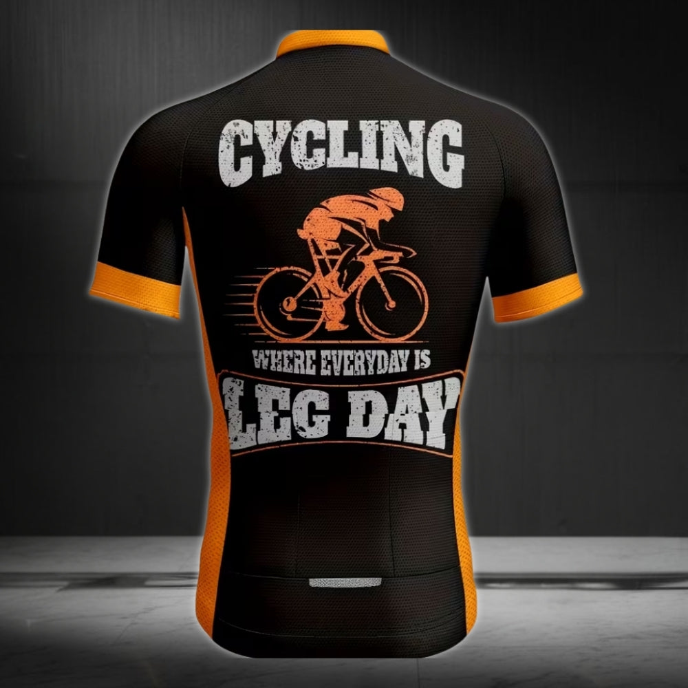 Cycling Where Everyday Is Leg Day Men's Short Sleeve Cycling Jersey, Funny Cycling Jersey For Mens CE0023