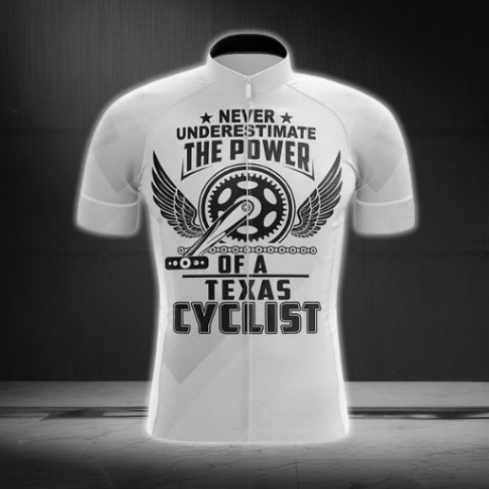 Never Underestimate The Power Of A Texas Cyclist Short Sleeve Cycling Jersey For Men, Funny Texas Cycling Jerseys CG0563