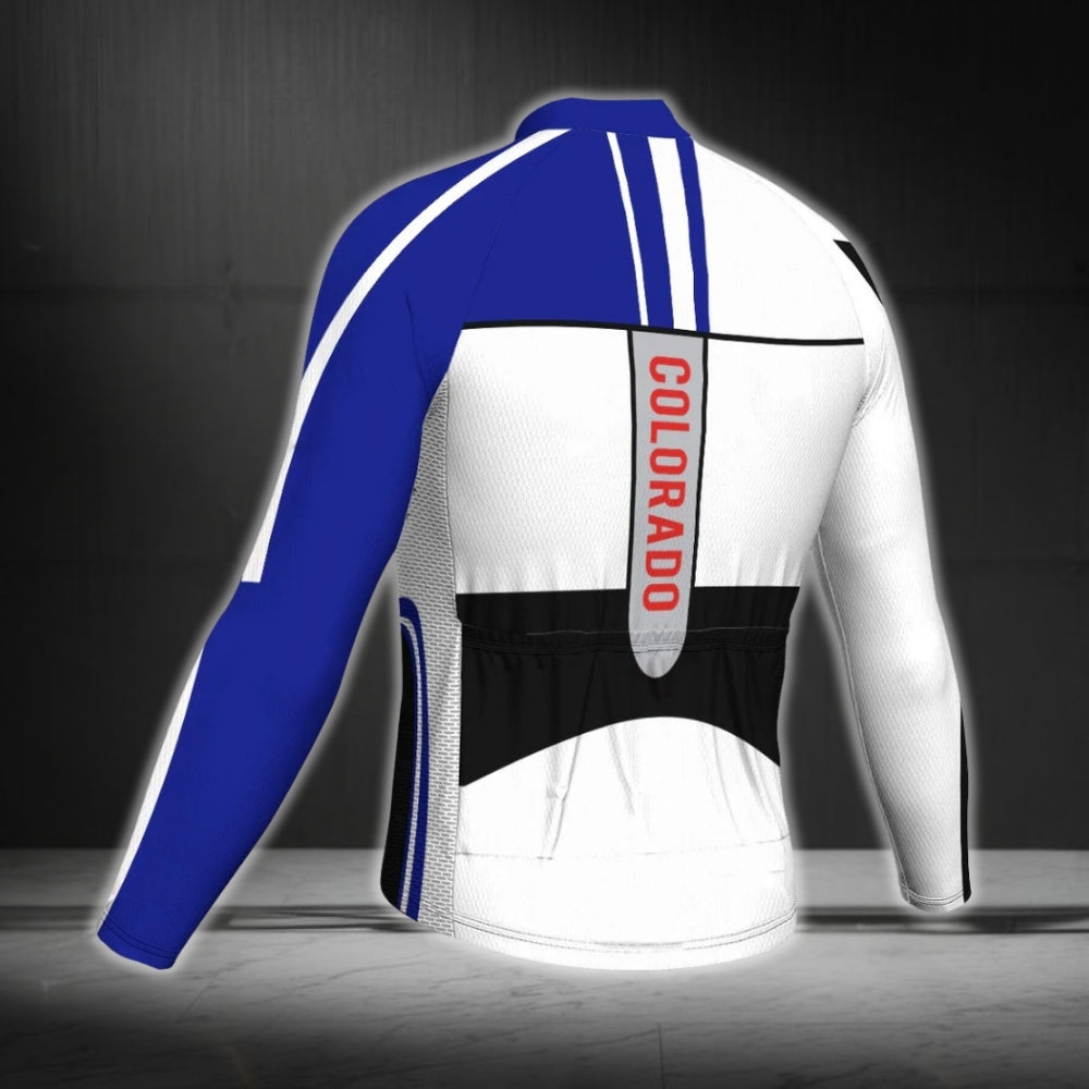 Colorado Flag Custom Name Cycling Long Sleeve Men's Jersey, Custom Colorado Cycling Jerseys CG0340