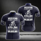 Weekend Forecast Cycling With A Chance Of Drinking Men's Short Sleeve Cycling Jersey, Funny Drinking Cycling Jerseys CG0214