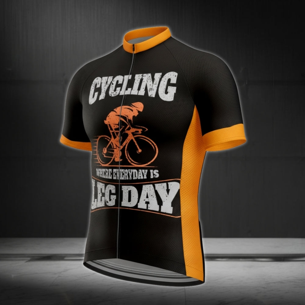 Cycling Where Everyday Is Leg Day Men's Short Sleeve Cycling Jersey, Funny Cycling Jersey For Mens CE0023