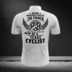 Never Underestimate The Power Of A Texas Cyclist Short Sleeve Cycling Jersey For Men, Funny Texas Cycling Jerseys CG0563