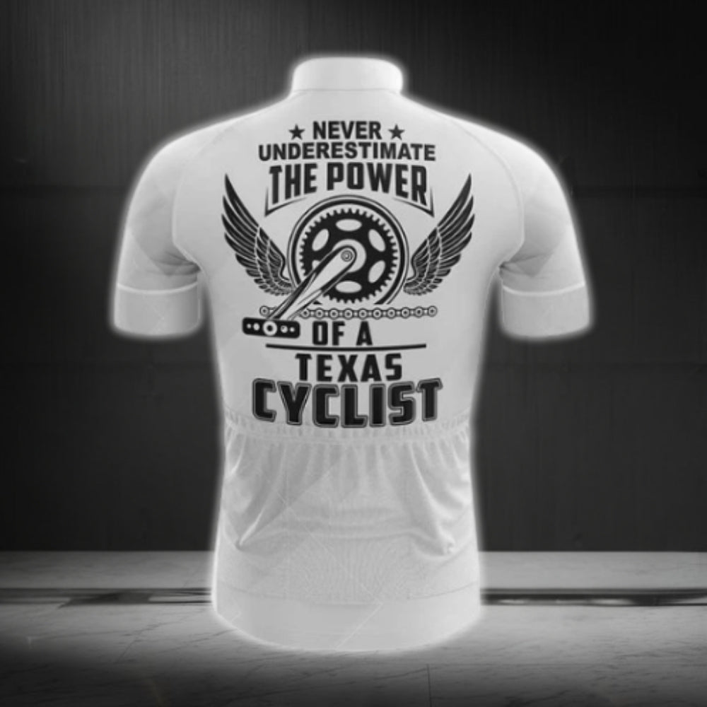 Never Underestimate The Power Of A Texas Cyclist Short Sleeve Cycling Jersey For Men, Funny Texas Cycling Jerseys CG0563