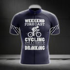 Weekend Forecast Cycling With A Chance Of Drinking Men's Short Sleeve Cycling Jersey, Funny Drinking Cycling Jerseys CG0214