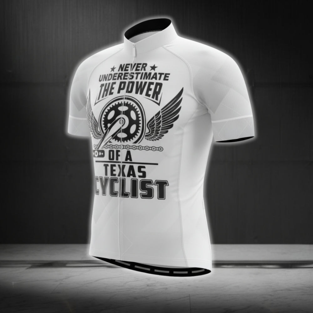 Never Underestimate The Power Of A Texas Cyclist Short Sleeve Cycling Jersey For Men, Funny Texas Cycling Jerseys CG0563
