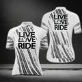 Live Love Ride Short Sleeve Men's Cycling Jersey, Black And White Cycling Jerseys For Men CG0440