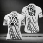 Live Love Ride Short Sleeve Men's Cycling Jersey, Black And White Cycling Jerseys For Men CG0440