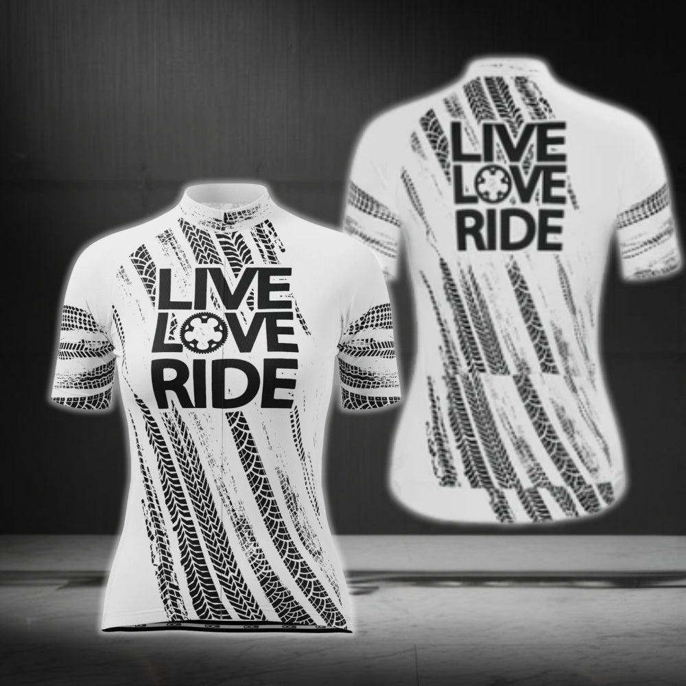 Live Love Ride Short Sleeve Men's Cycling Jersey, Black And White Cycling Jerseys For Men CG0440