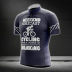 Weekend Forecast Cycling With A Chance Of Drinking Men's Short Sleeve Cycling Jersey, Funny Drinking Cycling Jerseys CG0214