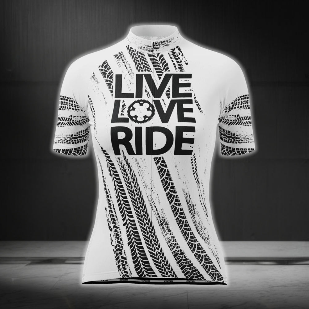 Live Love Ride Short Sleeve Men's Cycling Jersey, Black And White Cycling Jerseys For Men CG0440