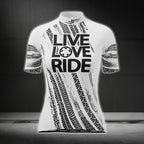 Live Love Ride Short Sleeve Men's Cycling Jersey, Black And White Cycling Jerseys For Men CG0440