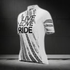 Live Love Ride Short Sleeve Men's Cycling Jersey, Black And White Cycling Jerseys For Men CG0440
