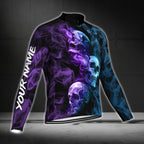 Custom Smoke Skull Cycling Long Sleeve Jersey For Mens, Custom Skull Cycling Jerseys CG0341