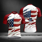 White And Red Grunge USA Flag Cycling Short Sleeve Jersey For Men, Patriotic Cycling Jerseys CZ0149