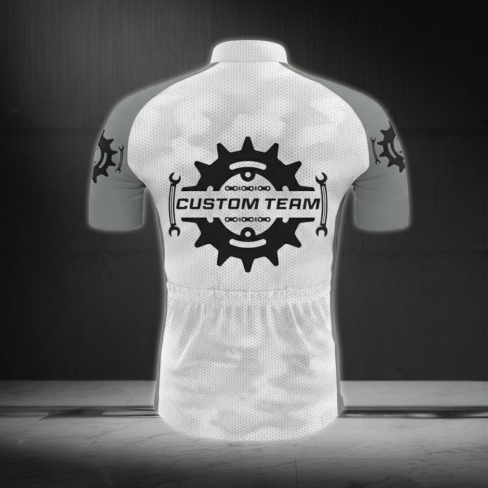 Custom Team Men's Cycling Short Sleeve Jersey, Custom Grey Cycling Jersey CZ0009